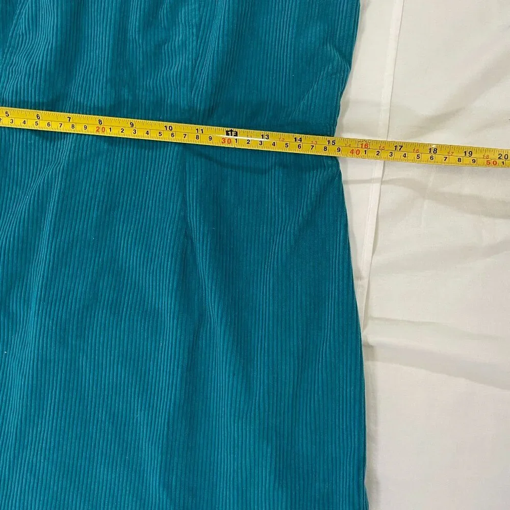 NWT Japra Size L Women's Blue Turquoise Corduroy Mini Dress. Made in India. - Picture 7 of 8